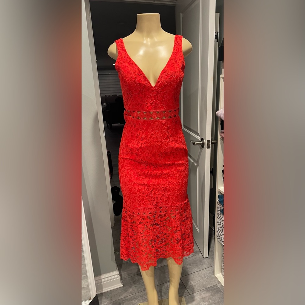 New Bardot red dress small holidays. Party cocktail Christmas, new year